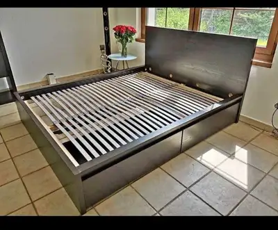Ikea Queen MALM bed frame with storage. Mattress also available, View more
