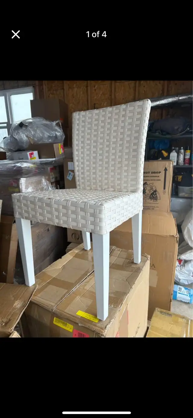 New Set of 4 wicker white metal patio dining chairs outdoor in Patio & Garden Furniture in St. Catharines - Image 3
