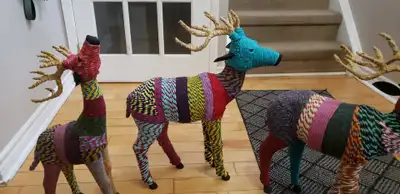 Gorgeous Holiday Decor - Made in India Rope covered reindeer in unique colours Small - H - 23.5" x W...