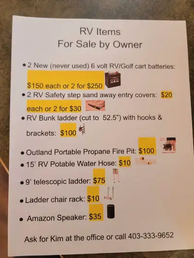 Motorhome is gone and I have various items for sale as they are no longer needed! All items are like...