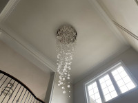 Elegant Modern Crystal Sphere Chandelier - A Dazzling 7ft Statem