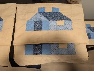 5 pieceHandmade quilted place mat and runner from 80s, View more