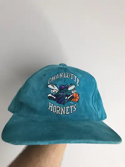 Vintage Charlotte Hornets Sued/Leather Basketball SnapBack Hat