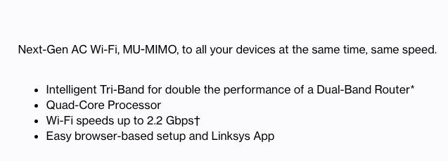 Excellent condition Linksys Max-Stream EA8300 - Tri-Band AC220063611956424577123