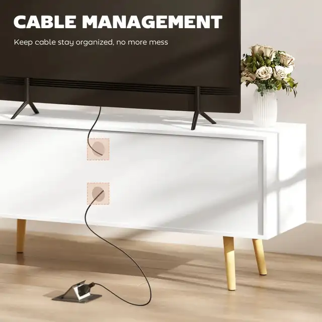 White TV Stand with 2 doors TV Cabinet for TVs up to 55" in Bookcases & Shelving Units in Markham / York Region - Image 5