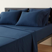 Amazon Basics 6 Piece Queen Bed Sheet Navy Blue NEW