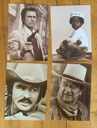 Vintage Celebrity Postcards. Unused. John Wayne, Clint Eastwood+