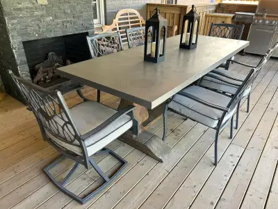 Painted Zinc Top Dining Table and 6 Outdoor Chairs, View more