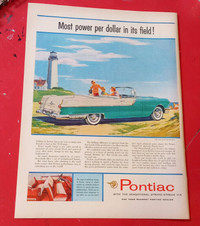 SWEET ORIGINAL 1955 PONTIAC STAR CHIEF CONVERTIBLE VINTAGE AD