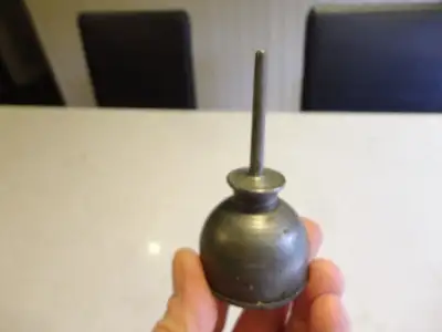 Vintage Metal Miniature Oil Can 3.5" Tall x 1.75" Diameter, View more