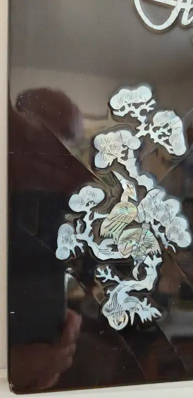 TABLEAU AVEC MAQUETERIE DE NACRE SUR LAQUE NOIRE in Arts & Collectibles in City of Montréal - Image 9