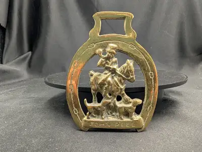 Vintage John Peel Horse Brass Huntsman on Horseback with Hounds, View more