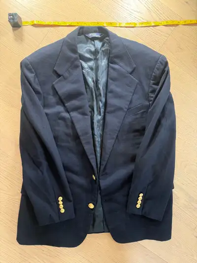 Vintage  polo Ralph Lauren navy blue wool blazer union made in, View more