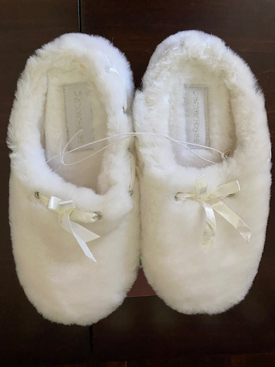 Women's White Plush Slippers Size  M 7/8 (New), View more