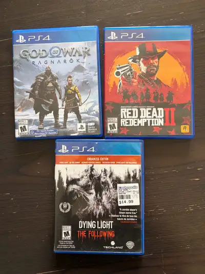 Red Dead Redemption 2, Dying light the following $25 each. God of war is sold