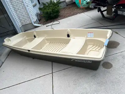 One year old, like new, Sun Dolphin American 12 fishing jon boat, perfect for two people and twelve...