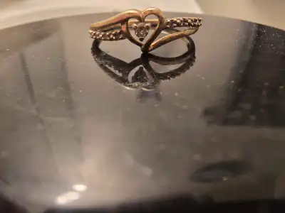 brand new 10kt gold ring with heart shape dimonds dimonds it, View more