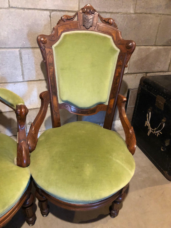 Antique set of Chairs and Foot stool in Chairs & Recliners in Kingston - Image 2