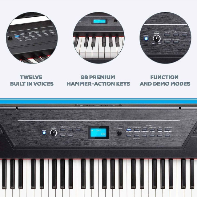 Alesis Recital Pro 88 Key Digital Piano, stand and sustain pedal in Pianos & Keyboards in Markham / York Region - Image 2