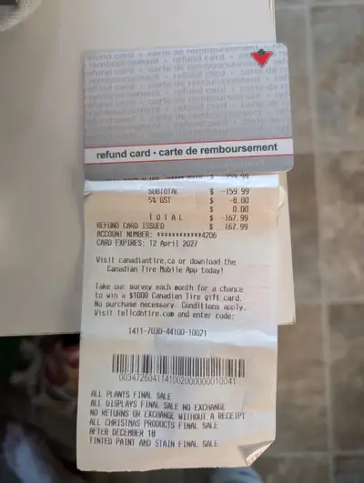 Canadian Tire Refund Card ($167.99 for $150), View more