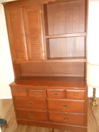 Cherry hutch with 6 drawers