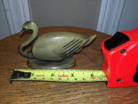 Vintage Hand Carved Swan From Buffalo Horn 4" L X 2 3/4" H X 1 1