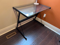 Glass Top Office Desk with room for sliding chair.