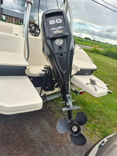 Toit bimiini ,moteur mercury 60 force bigfoot,avec 2 encres et une petite glacière adapter pour le b...