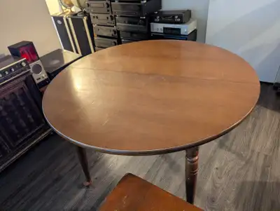 Kitchen / Dining Room Maple Hardwood Table With Two Leaves, View more
