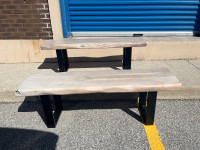 Modern live edge  solid  walnut bench with metal legs 