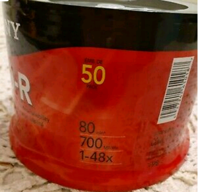 NEW SEALED 50 PACK SONY CD-R 80 MIN 700 MB/MO 1-48X in Other in Barrie - Image 3