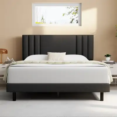 Queen Bed Frame (Walmrt GELBIY) & 12" hybd Foam/Spring $100 ONLY, View more