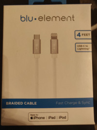 Braided, USB-C to Lightning 4ft (White)