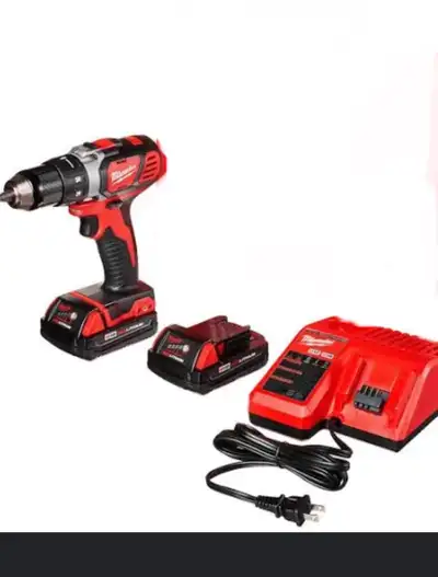 Milwaukee drill and battery with Rapidcharge charger, View more
