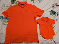 Matching Under Armour adult and infant onesie polos