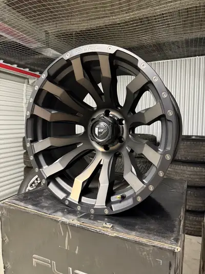 Set of 4 - Brand new in box! 20x12” (-44) offset Fuel “Blitz” 6x139.7 bolt pattern rims. 106.1mm hub...