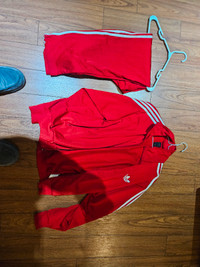 Red Adidas Track suit. Size L, perfect condition.