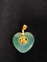 18kgp Jade Heart Necklace Pendant