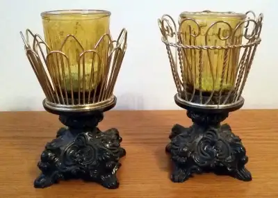 Set of 6" tall tea light or tall candle holders, View more