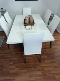 White Italian made solid dining table set
