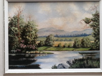 Mailhot artiste peinture huile toile tableau paysage eau arbre