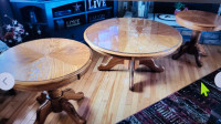 Set of Solid Oak Coffee Table with 2 End Tables