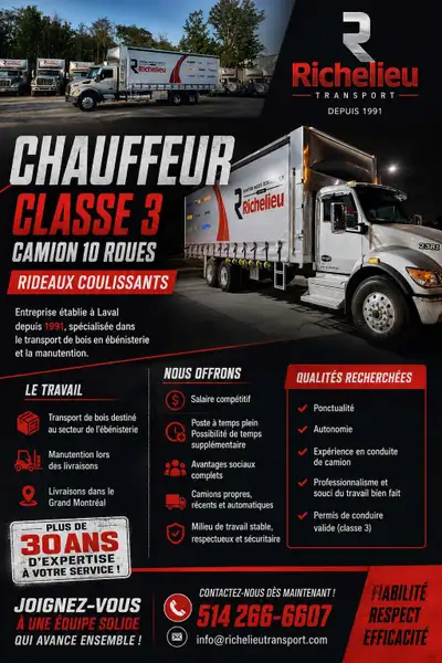 Vous recherchez un emploi de camionneur?, View more