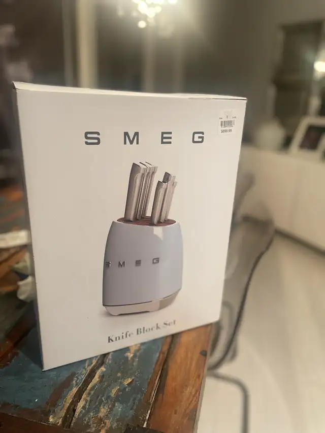 Smeg 50's Retro Style Knife Block Set, Pastel Blue62864361719171125