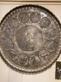 Antique Large  Tray Pewter Mojrzesz And The he 12 Tribes of Isra