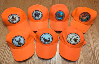 7 NEW(never worn) "Successful Big Game Hunter" Blaze Orange Hats