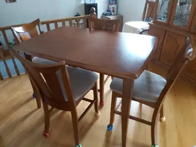 WOOD DINING ROOM TABLE SET - TABLE AND 8 CHAIRS, View more