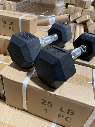 HEX Rubber Dumbbells / Halteres Hex Caoutchou -- Brand New, View more