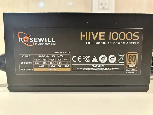 Rosewill HIVE Series, HIVE-1000S, 1000W Fully Modular Power Supp in General Electronics in City of Toronto - Image 3