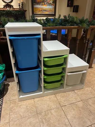 ikea shelf with bins (toy bin) , View more